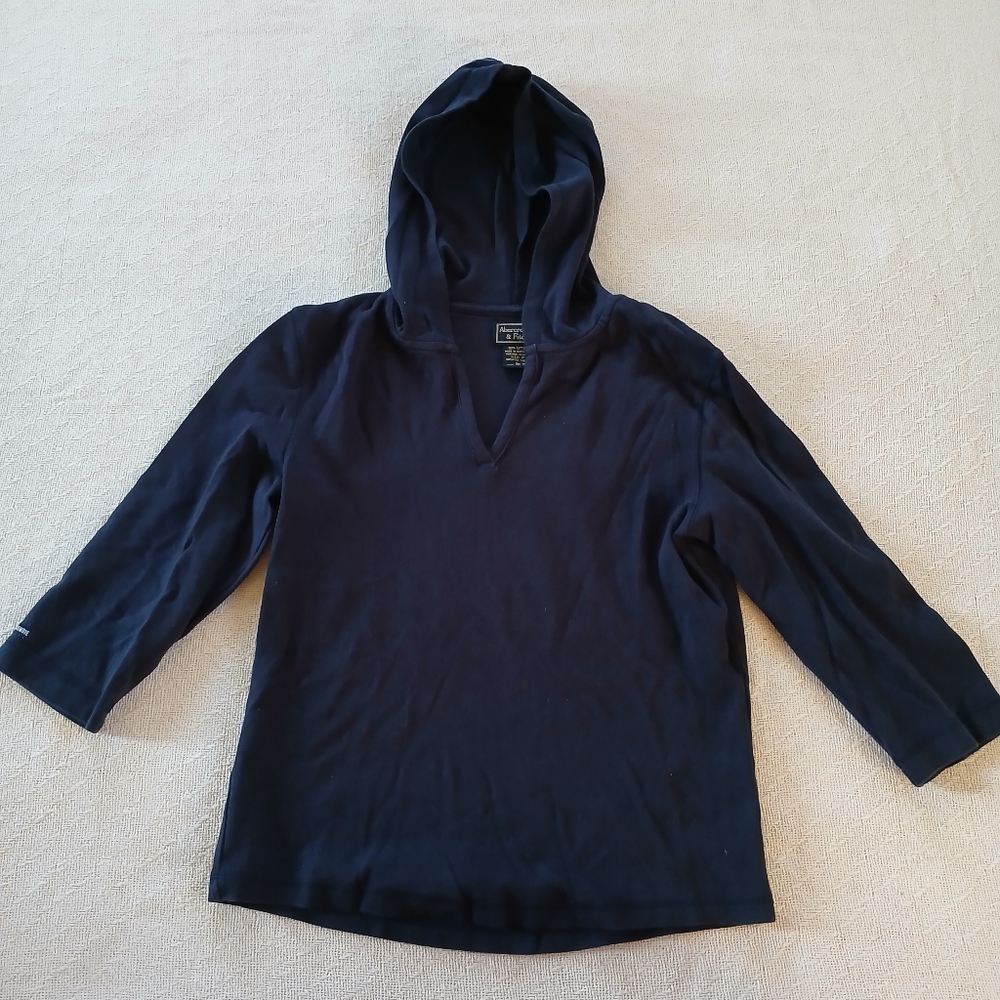 a&f ♡ hooded vintage y2k 90s blue top abercrombie and fitch babydoll